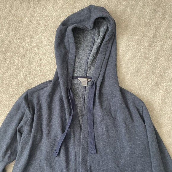 Eddie Bauer Sweatshirt Cardigan Hoodie Womens XS Blue Open Front Pockets Jacket - Picture 2 of 8